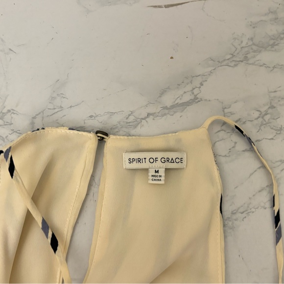 Spirit Of Grace Sleeveless Dress Womens M Striped Beige Lined Maxi Button - Picture 5 of 6